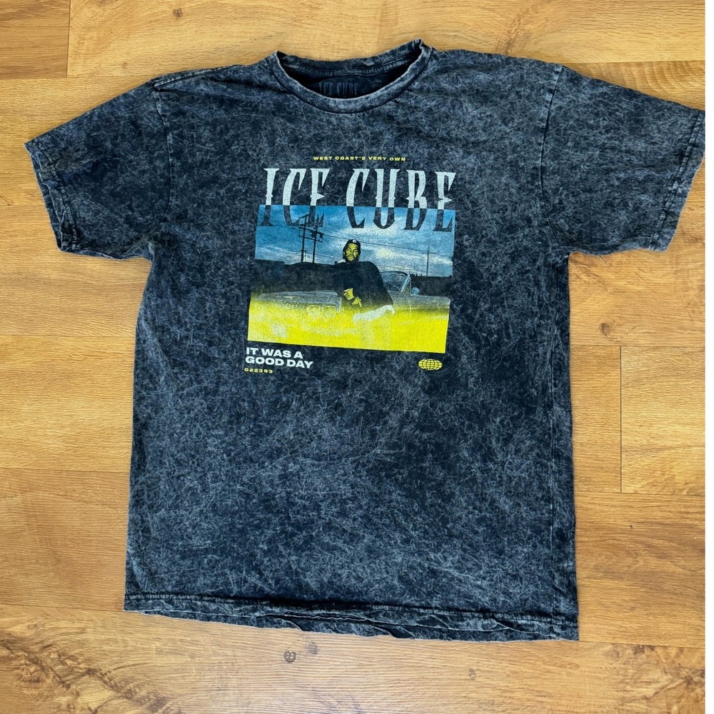 Ice Cube It Was A Good Day Graphic T-Shirt Mens XL Acid Wash Black 90s Y2K